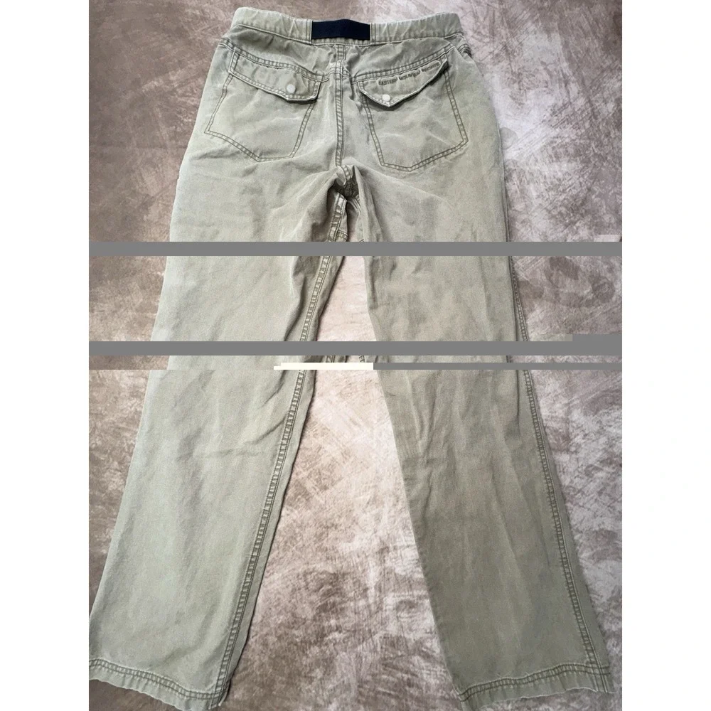 90s Eastern Mountain Sports Mens 31 X 30 Hiking Pants Brown Canvas Belted Cargo